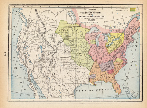 Map Showing the Location of the Indian Nations in the Present United ...