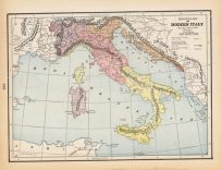Historical Map of Modern Italy From A.D. 1492 - 1797