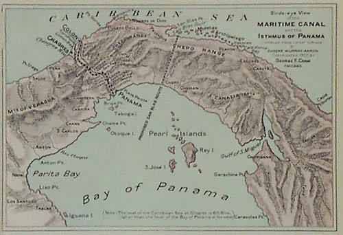 Birds-eye View of the Maritime Canal and the Isthmus of Panama Compiled from latest surveys