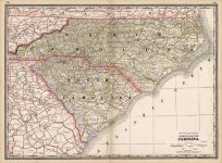 New Railroad and County Map of North & South Carolina