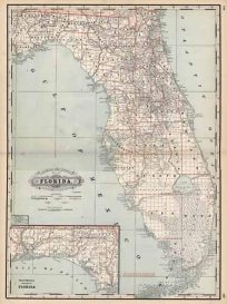 Railroad and County Map of Florida