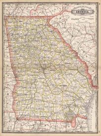 Railroad and County Map of Georgia