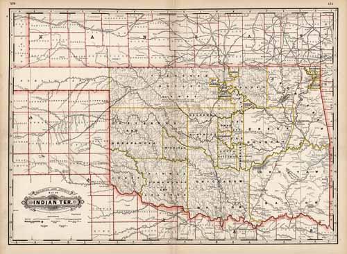 Railroad and County Map of Indian Territory - Art Source International