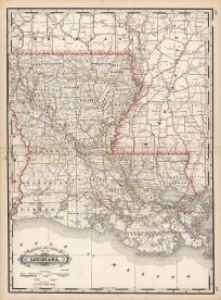 Railroad and County Map of Louisiana