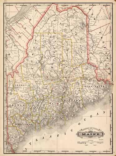 Railroad and County Map of Maine