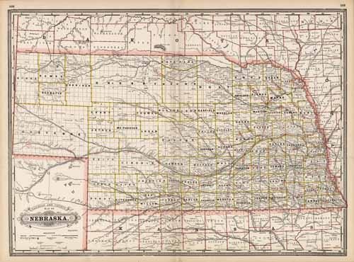 Railroad and County Map of Nebraska