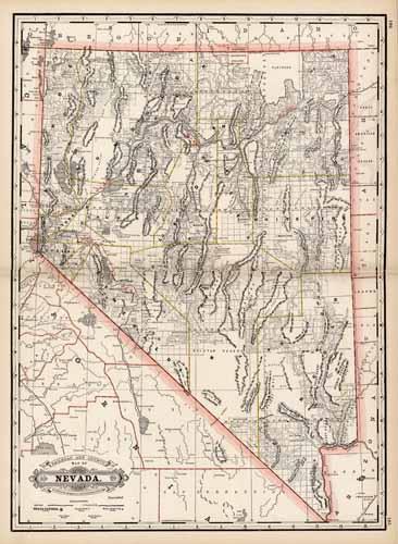 Railroad and County Map of Nevada