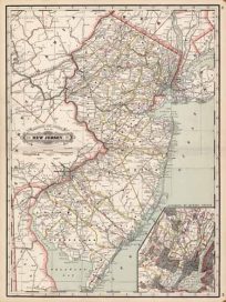 Railroad and County Map of New Jersey