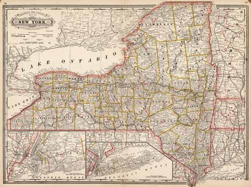 Railroad and County Map of New York