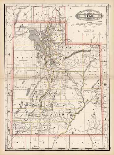 Railroad and County Map of Utah