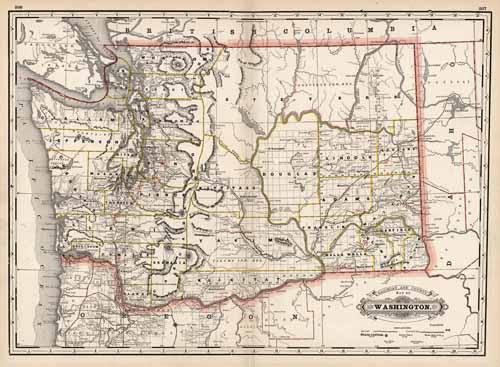 Railroad and County Map of Washington