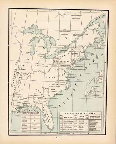 Map depicting the Inter-colonial Wars