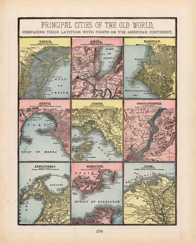 Principal Cities of the Old World - Comparing their Latitude with Points on the American Continent