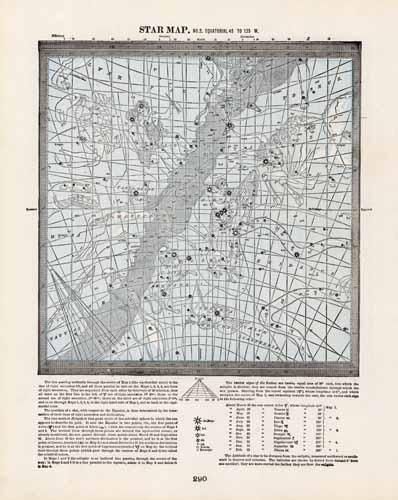 Star Map Equatorial 45 to 135 W.