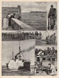 Entrance to the Harbor of Havana. American Marine. Philadelphia City Troopers. Sunday Afternoon Visitors in Camp. Side View of one of the Twelve-Inch Mortars. The Texas in a Fight. Bread & Coffee. Torpedo Drill on the Cruiser New York.