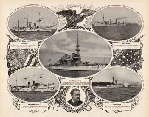 Chicago Cruiser. Baltimore Cruiser. Massachusetts Battleship. San Francisco Cruiser. Amphitrite Monitor. Long (of the US Navy)