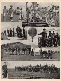 Men on Turret of Brooklyn after Bombardment. Montgomery cheering a capture. Clearing Ship. War Balloon. Flag-Ship Brooklyn Signaling Transports. Volley Firing. Company H