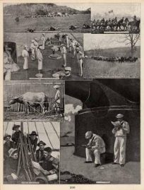 Skirmish-Firing While Lying Down. Snap-Shot at a Body of Regulars. Setting-Up Drill on the Wilmington. Battery off for Drill