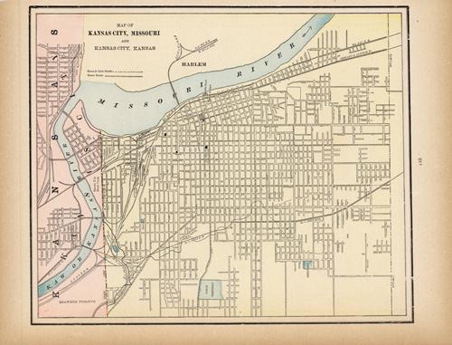 Map of Kansas City, Missouri and Kansas City, Kansas - Art Source ...