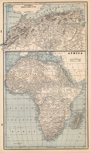 Afica with inset map of Marocco