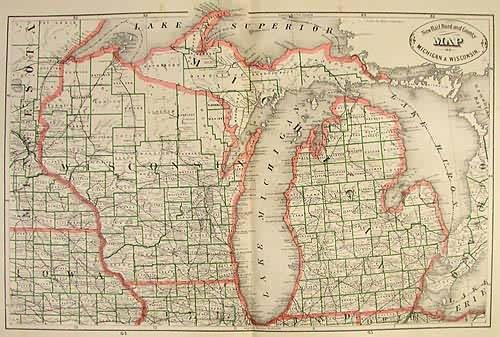 New rail Road and County Map of Michigan & Wisconsin