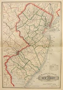 Railroad and County Map of New Jersey