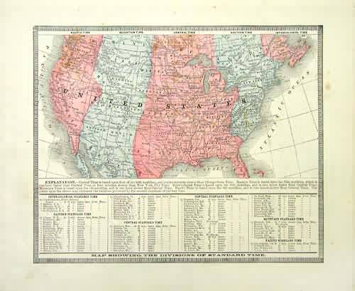 Map Showing the Divisions of Standard Time