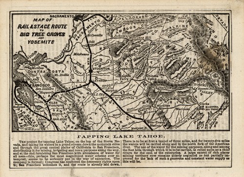 Map of Rail & Stage Route to Big Tree Groves and Yosemite