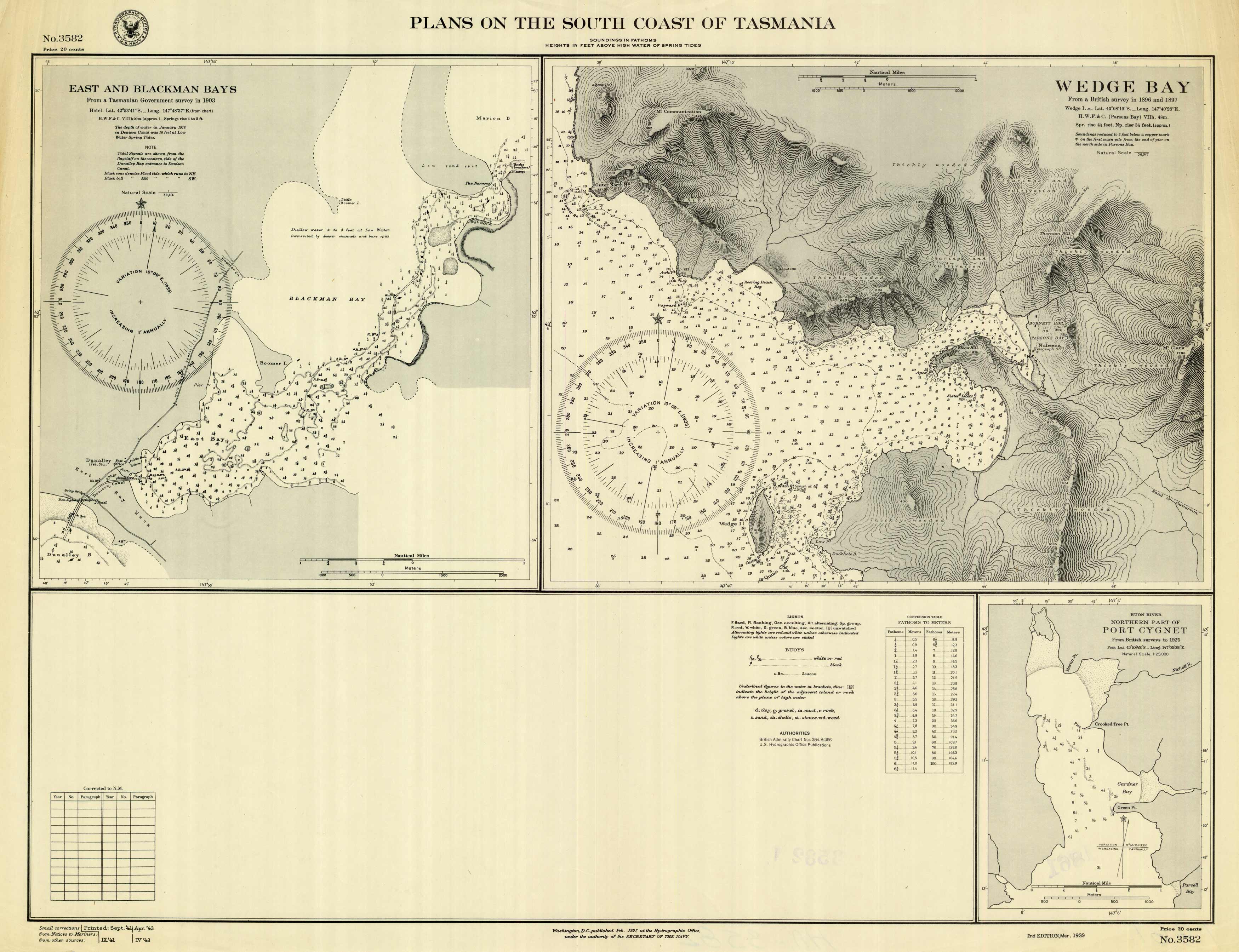 Australia - Plans on the South Coast of Tasmania (East and Blackman Bays Australia - Plans on the South Coast of Tasmania (East and Blackman Bays