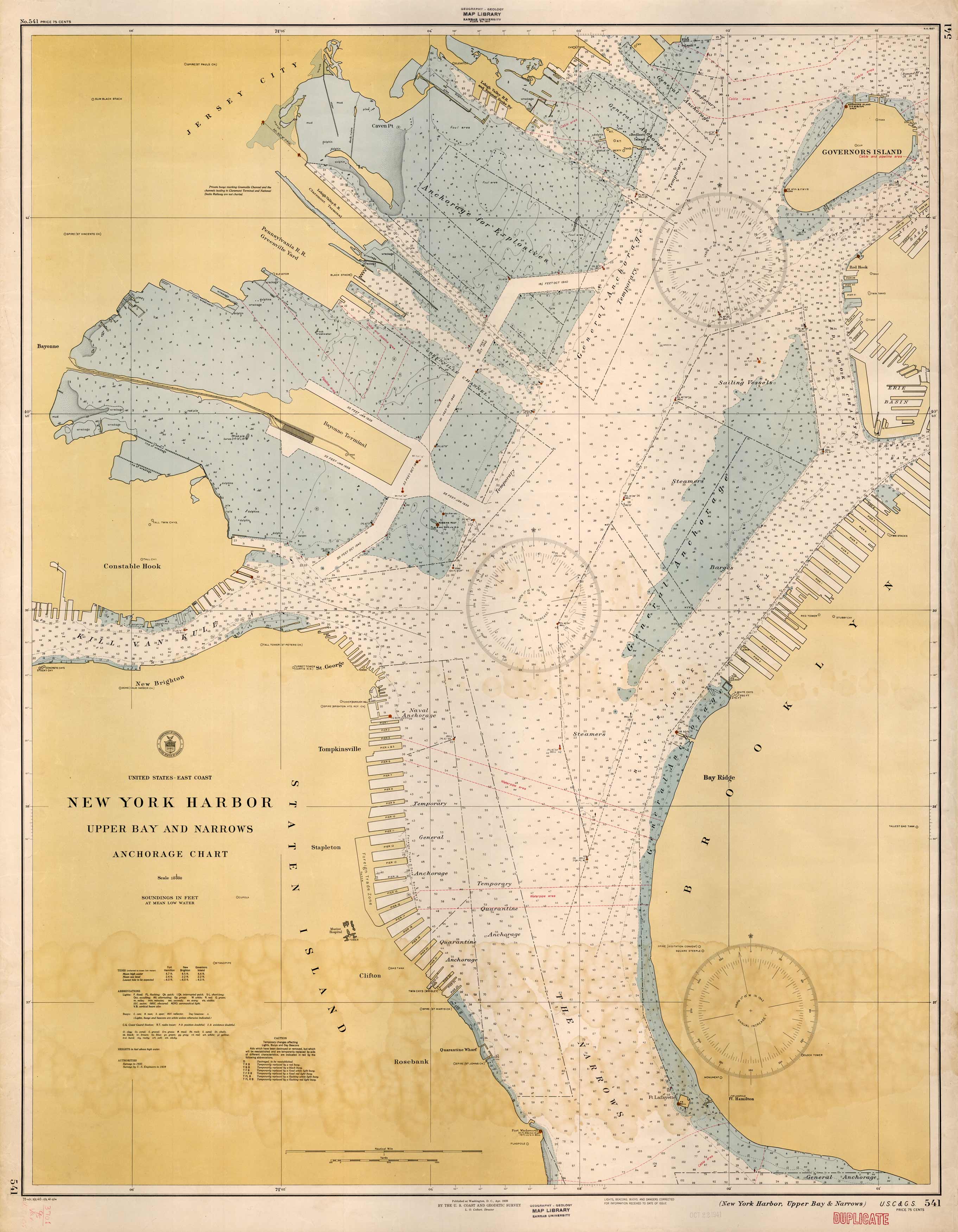 United States - East Coast - New York Harbor - Upper Bay and Narrows - Anchorage Chart United States - East Coast - New York Harbor - Upper Bay and Narrows - Anchorage Chart