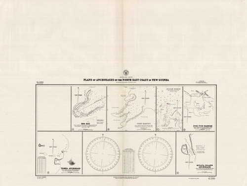 South West Pacific - Plans of Anchorages on the North East Coast of New Guinea - Oro Bay - Port Harvey - Anasari Harbor - Posi Posi Harbor - Wamea Anchorage - Kitava Island Anchorage