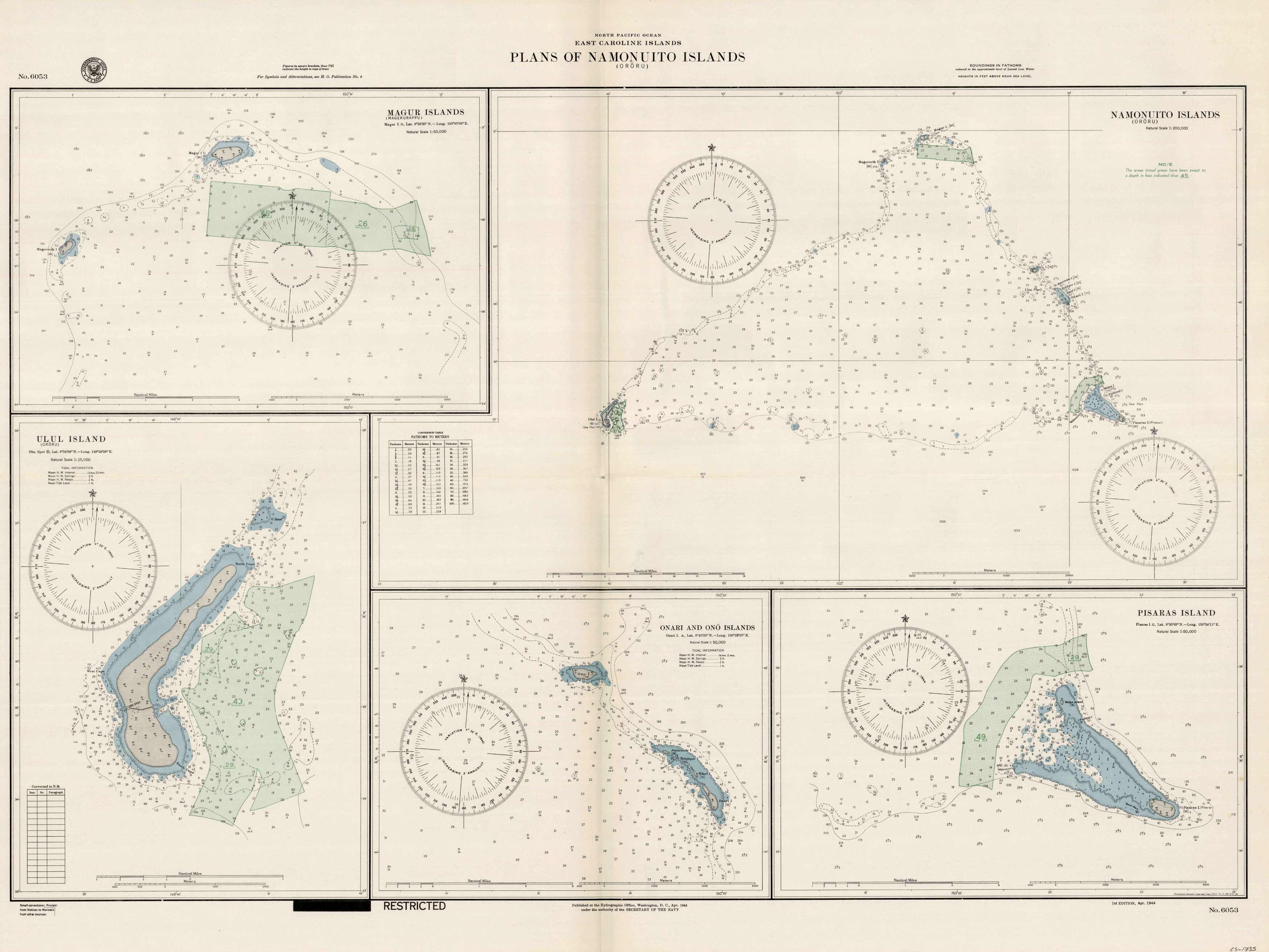 North Pacific Ocean - East Caroline Islands - Plans on Namonuito (Ororu) Islands - Magur Islands - Ulul Island - Onari and Ono Islands - Pisaras Island North Pacific Ocean - East Caroline Islands - Plans on Namonuito (Ororu) Islands - Magur Islands - Ulul Island - Onari and Ono Islands - Pisaras Island