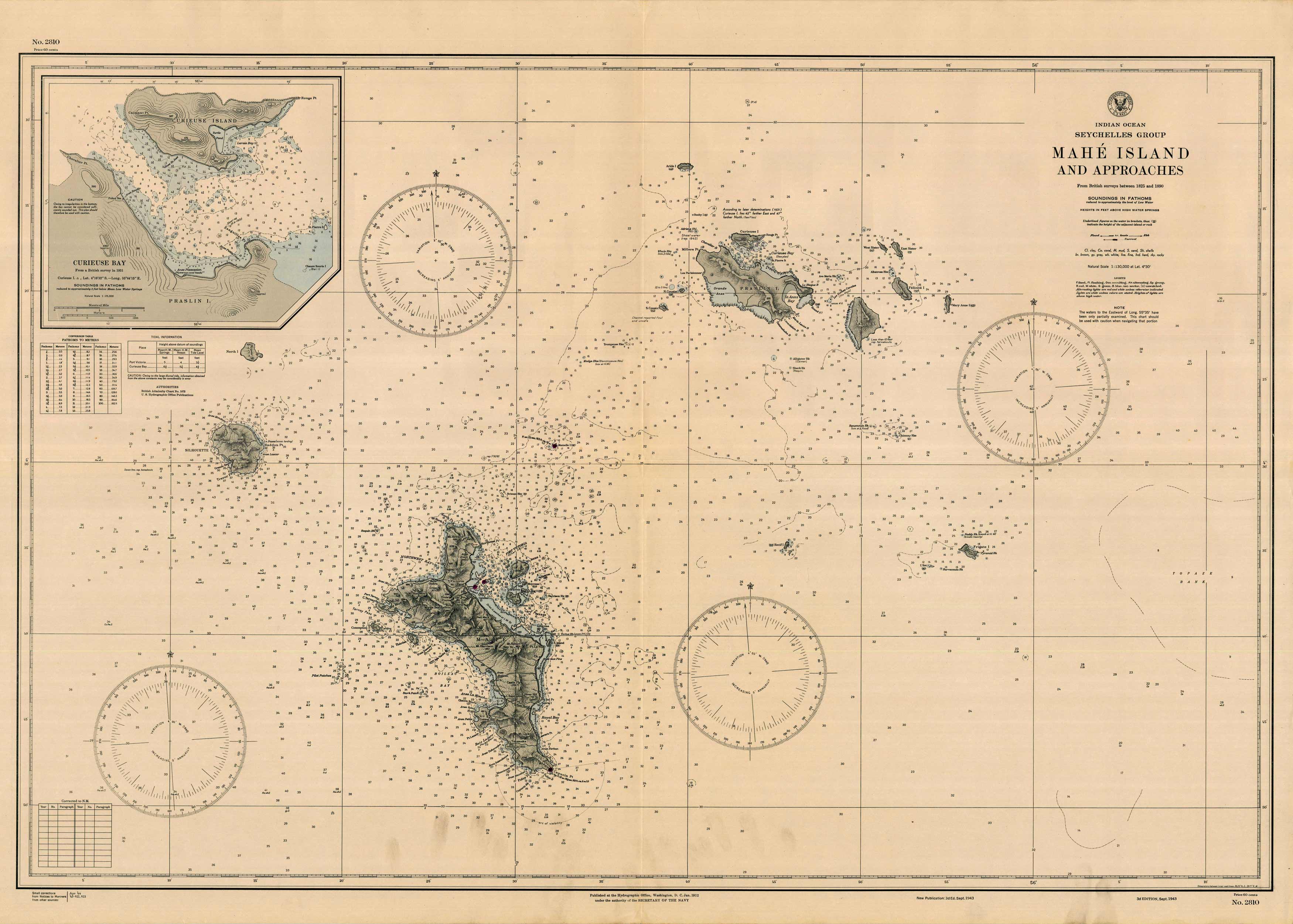Indian Ocean - Seychelles Group - Mahe Island and Approaches - Curieuse Bay'
