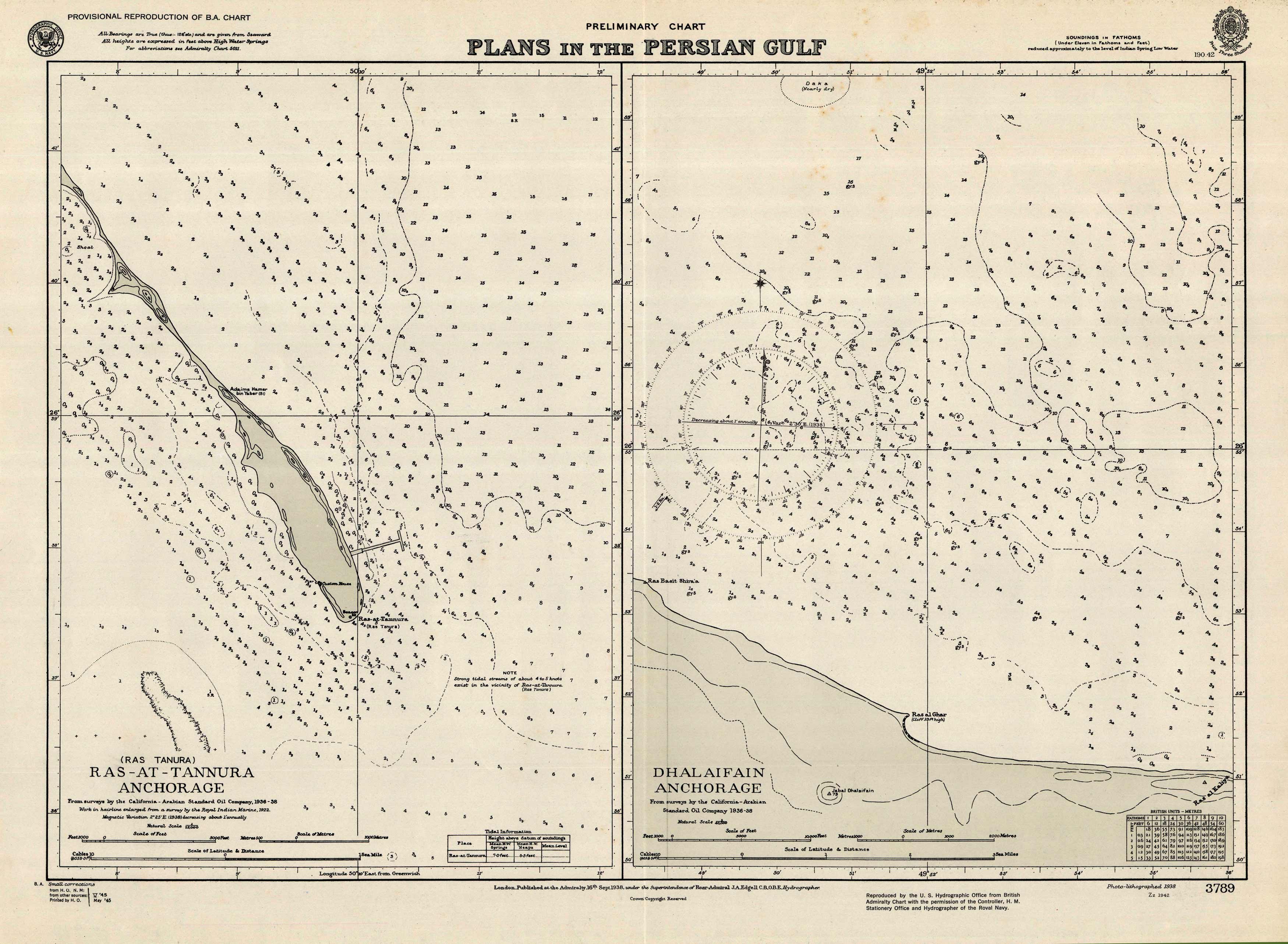 Saudi Arabia - Plans in the Persian Gulf - Ras-At-Tannura Anchorage - Dhalaifain Anchorage