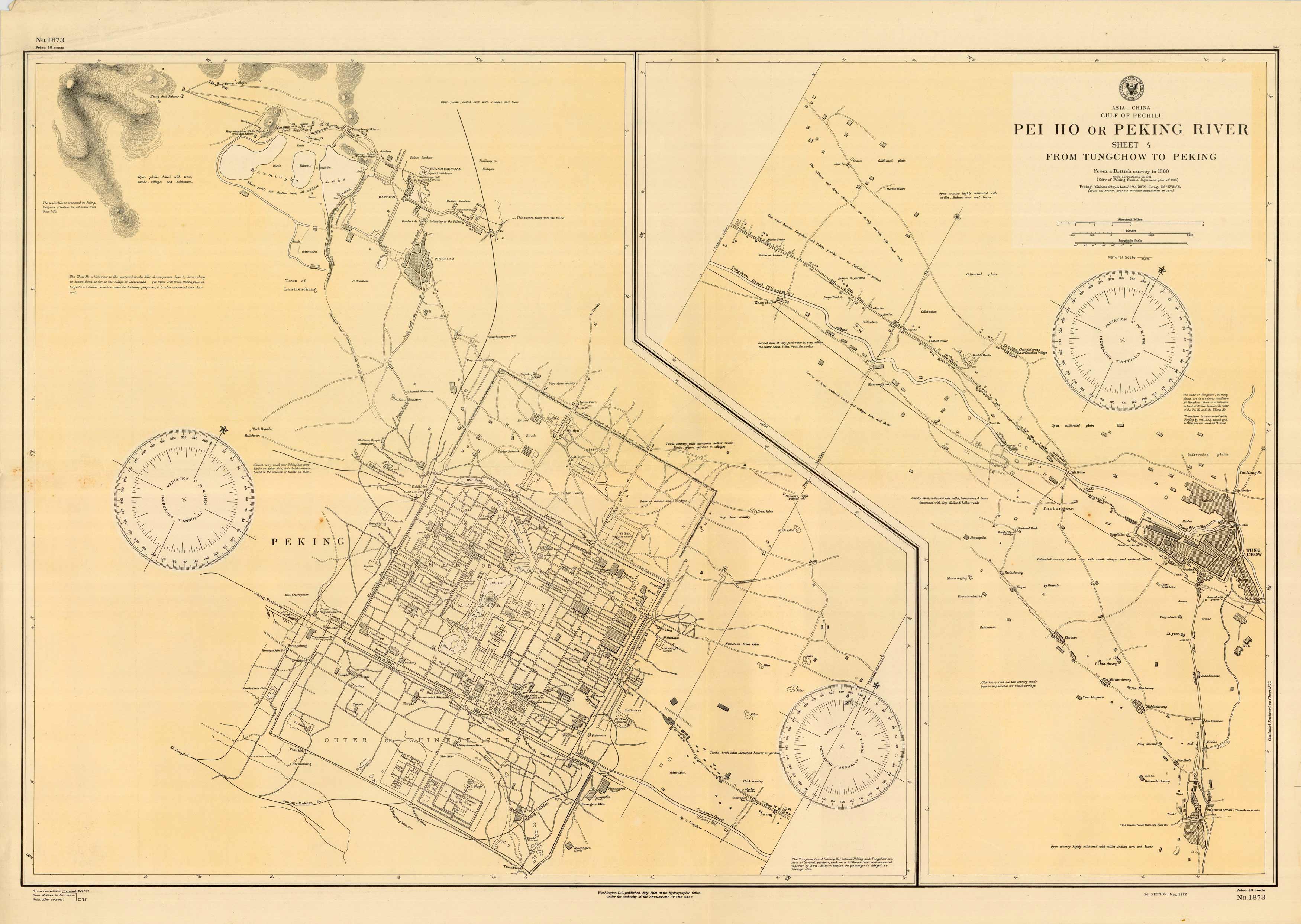 China - Gulf of Pechili - Pei Ho or Peking River - from Tungchow to Peking