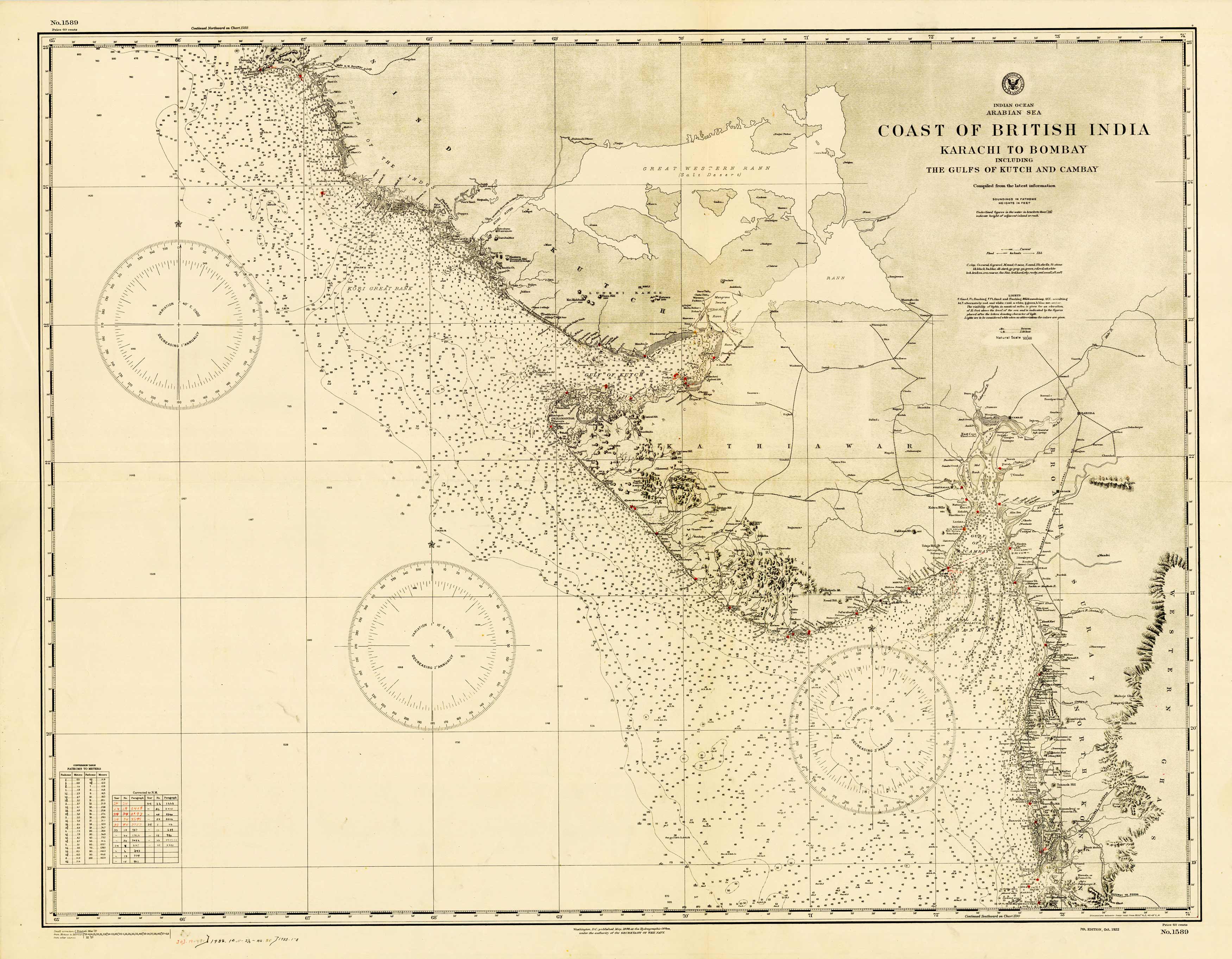 Indian Ocean - Arabian Sea - Coast of British India (India) - Karachi to Bombay including the Gulfs of Kutch and Cambay Indian Ocean - Arabian Sea - Coast of British India (India) - Karachi to Bombay including the Gulfs of Kutch and Cambay