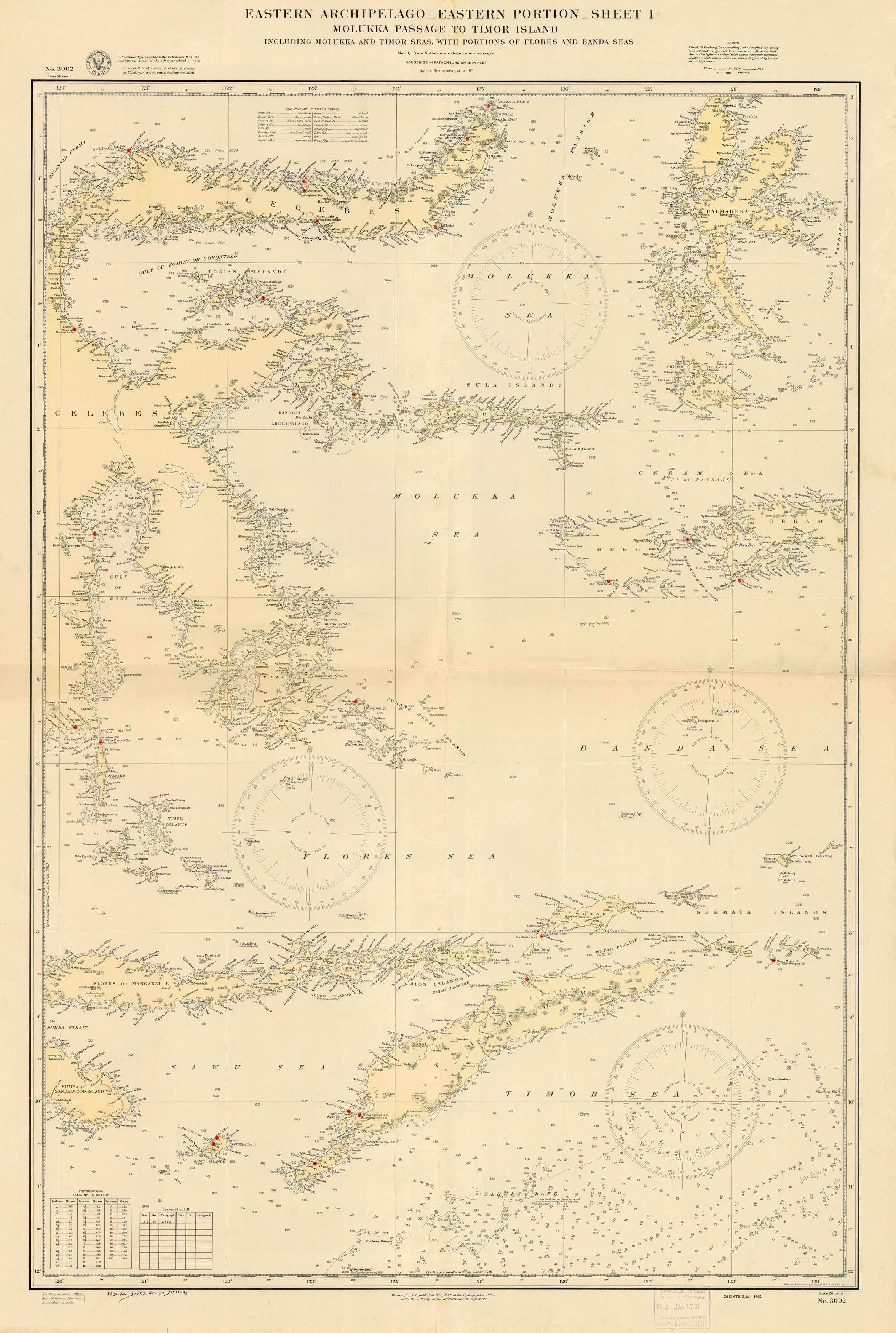 Eastern Archipelago - Indonesia - Western Portion - Sheet I - Molukka Passage to Timor Island Including Molukka and Timor Seas