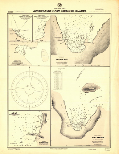 South Pacific Ocean - Anchorages in New Hebrides Islands - Tolomaco Anchorage - De La Table Anchorage - Requin Bay - Narovorovo - Hog Harbor - Lonock Bay