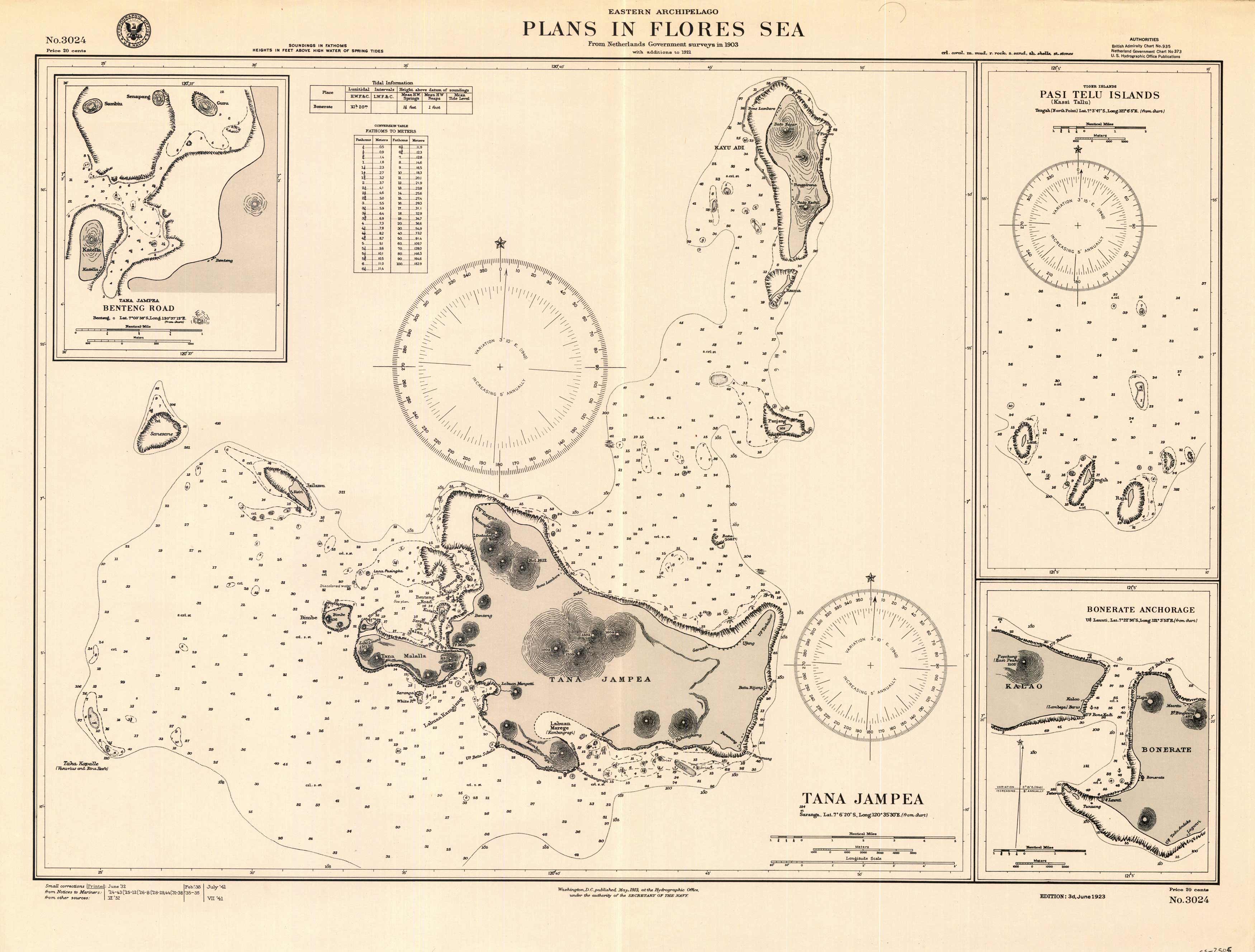 Eastern Archipelago - Plans in Flores Sea - Tana Jampea - Benteng Road - Tiger Islands - Pasi Telu Islands - Bonerate Anchorage Eastern Archipelago - Plans in Flores Sea - Tana Jampea - Benteng Road - Tiger Islands - Pasi Telu Islands - Bonerate Anchorage