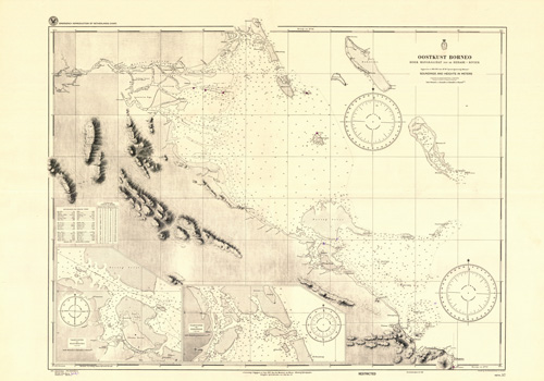 Oostkust Borneo - Hoek Mangkalihat tot de Beraoe- Rivier - Vaarwater bij Manimbora - Vaarwater bij Derawan