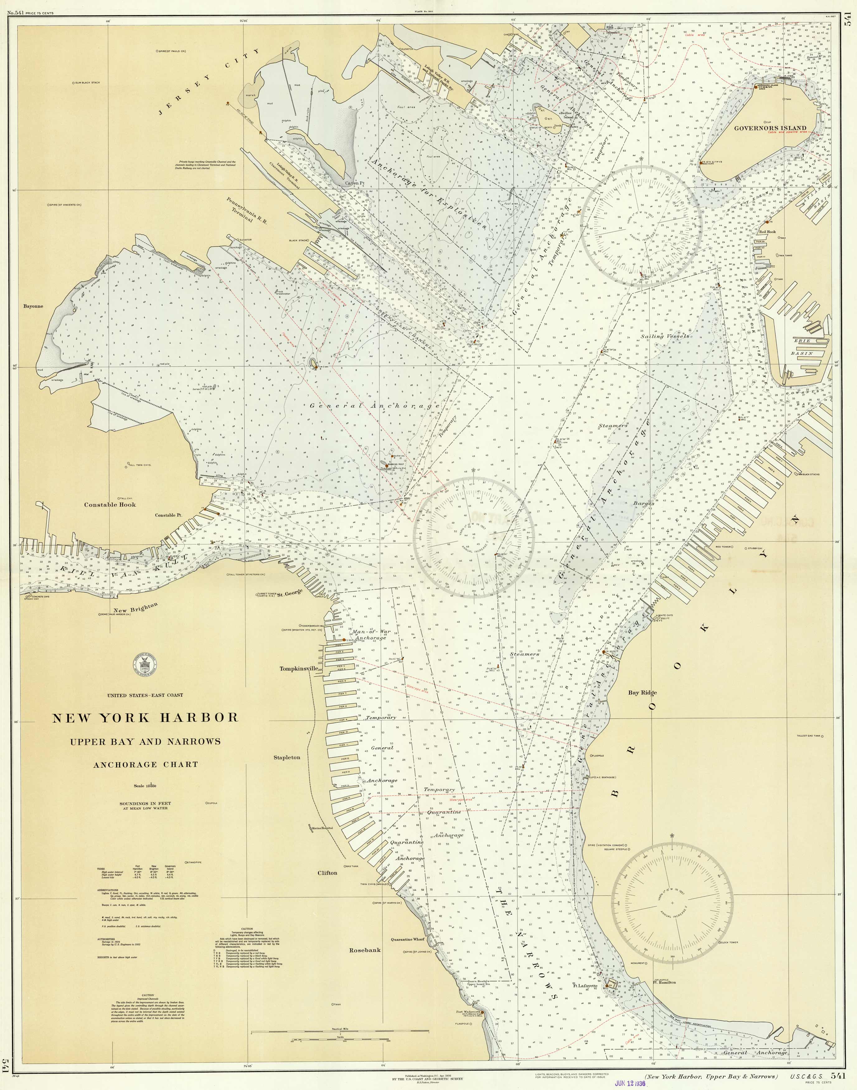 New York Harbor - Upper Bay and Narrows Anchorage Chart New York Harbor - Upper Bay and Narrows Anchorage Chart