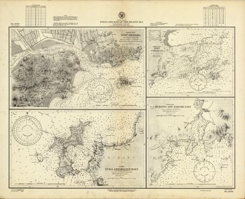 Japan- Honshu- Ports and Bays in the Inland Sea- From French Surveys in 1870 to 1872- Port Okayama From a Japanese Survey in 1902- Port Ushimado- Gogo Shima Anchorage- O-O (Aioi)