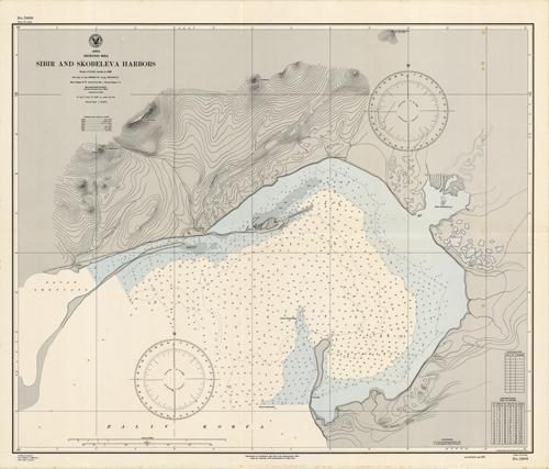 Asia- Bering Sea- Sibir and Skobeleva Harbors- From a USSR survey in 1929