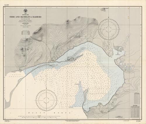 Asia- Bering Sea- Sibir and Skobeleva Harbors- From a USSR survey in 1929