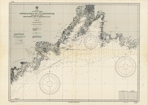 Asia- Japan Sea- Siberia and Chosen (Korea)- Approaches to Vladivostok with adjacent coast from America Bay to Kornilov Gulf- Compiled from various sources