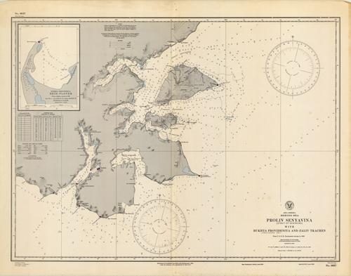 Asia- Siberia- Bering Sea- Proliv Senyavina (Strait of Senyavine) with Bukhta Provideniya (Providence Bay) and Zaliv Tkachen- From USSR Government surveys to 1933