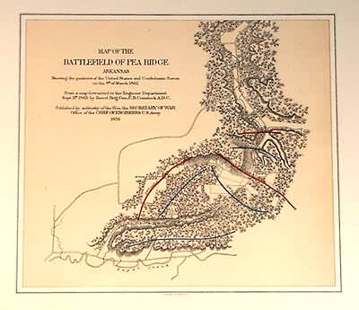 Map of the Battlefield of Pea Ridge Arkansas
