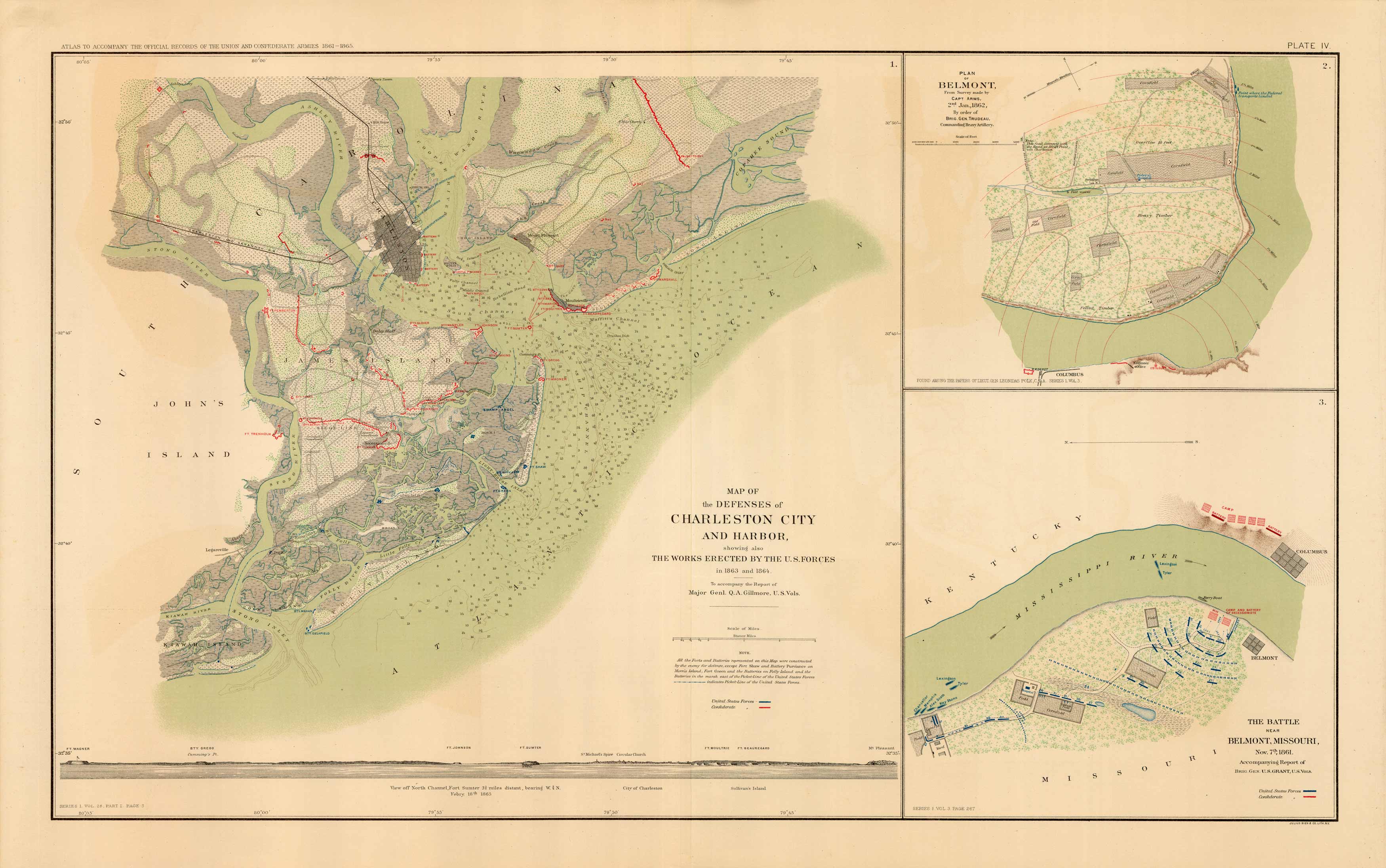 Civil War Atlas; Plate 4; Battle Near Belmont Civil War Atlas; Plate 4; Battle Near Belmont