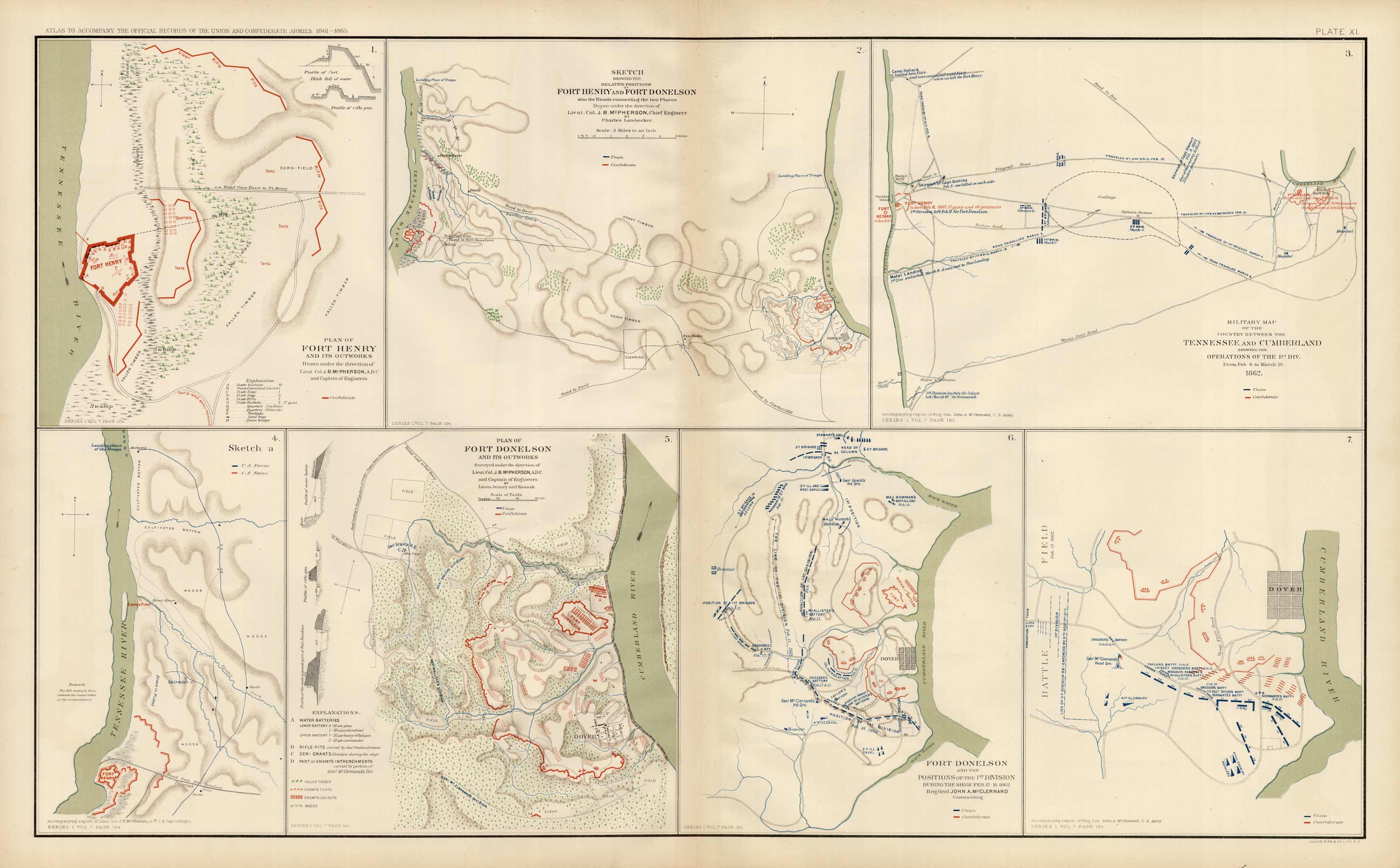 Civil War Atlas; Plate 11; Fort Henry and Donelson; Tennessee and Cumberland Civil War Atlas; Plate 11; Fort Henry and Donelson; Tennessee and Cumberland