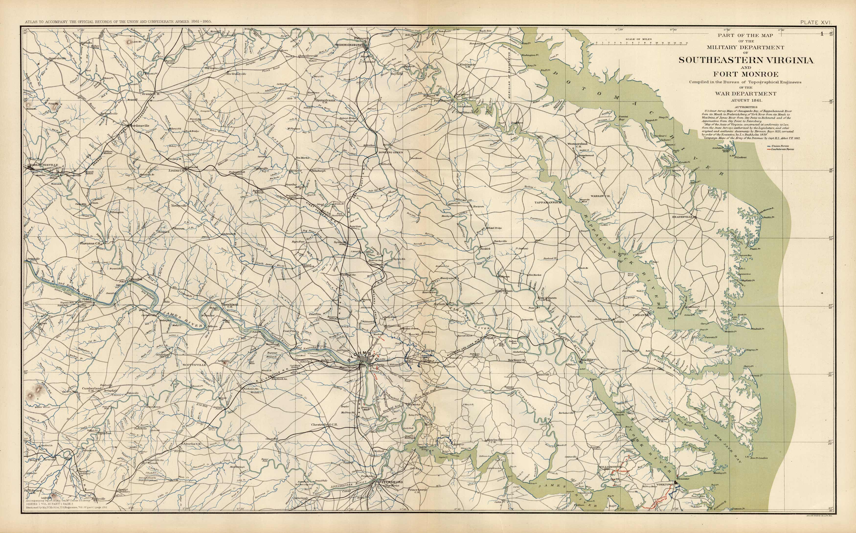 Civil War Atlas; Plate 16; Map of Southeastern Virginia and Fort Monroe Civil War Atlas; Plate 16; Map of Southeastern Virginia and Fort Monroe